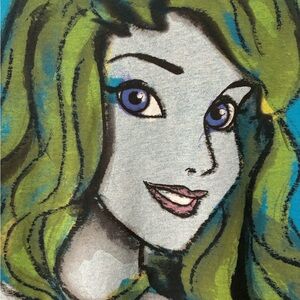 Disney tee Cinderella blue tee hair down back cut out